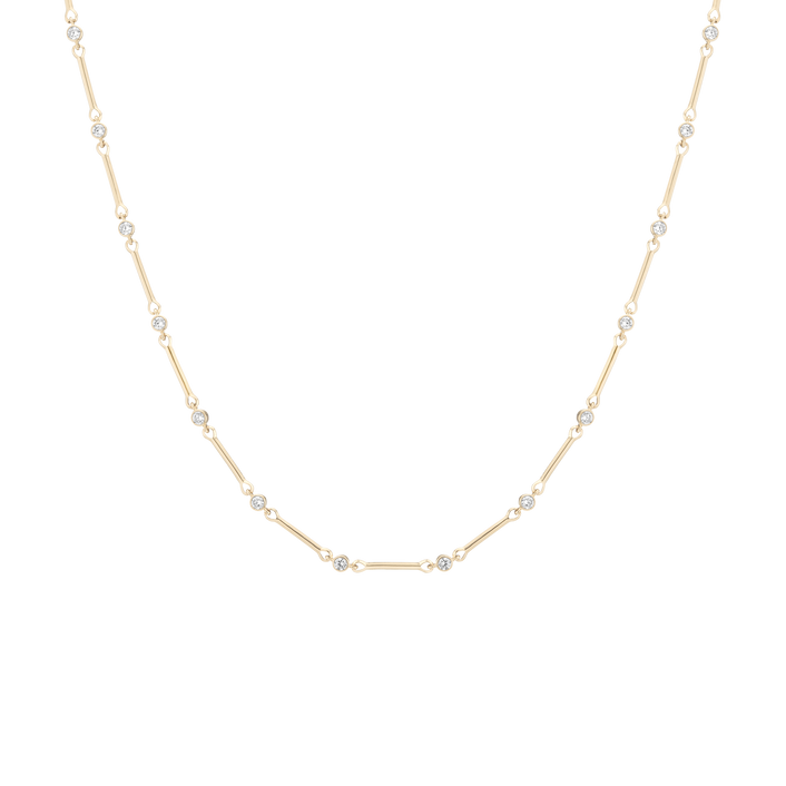 1ct Lab Grown Diamond Bezel Bar Chain Necklace 14k Yellow Gold 16in 18in First