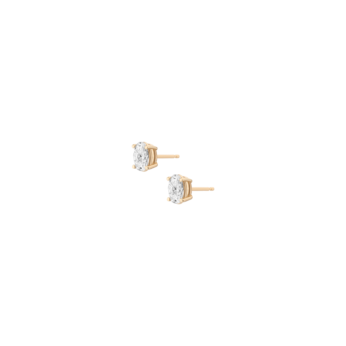 1ct Oval Lab Grown Diamond Stud Earrings 14k Yellow Gold