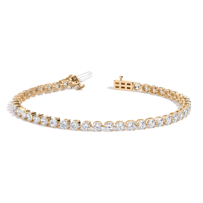 6ct Three-Prong Lab Grown Diamond Tennis Bracelet 14k Yellow Gold 6in 6.5in 7in 7.5in First