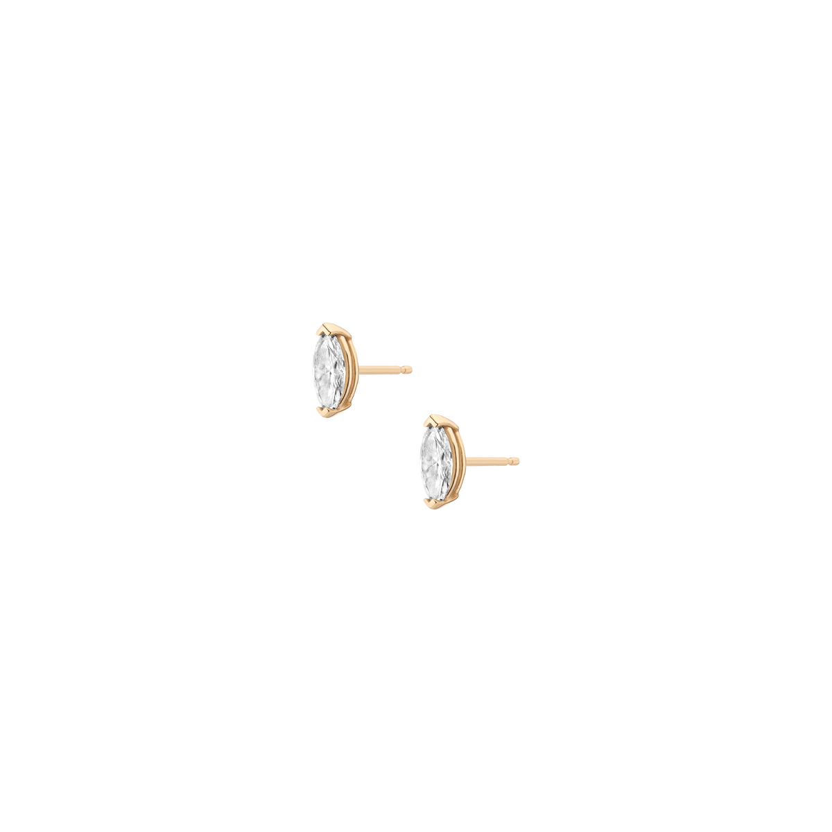 1ct Marquise Lab Grown Diamond Stud Earrings 14k Yellow Gold