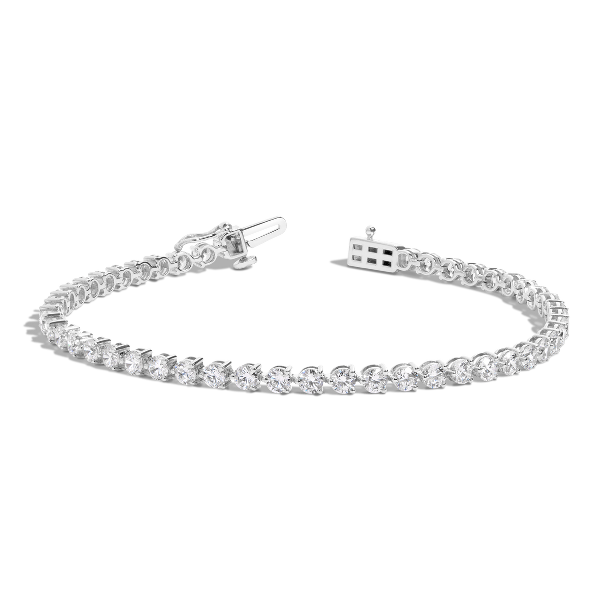 5ct Three-Prong Lab Grown Diamond Tennis Bracelet 14k White Gold 6in 6.5in 7in 7.5in First