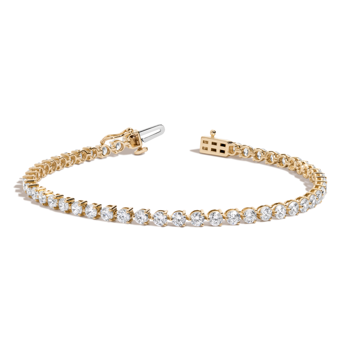5ct Three-Prong Lab Grown Diamond Tennis Bracelet 14k Yellow Gold 6in 6.5in 7in 7.5in First