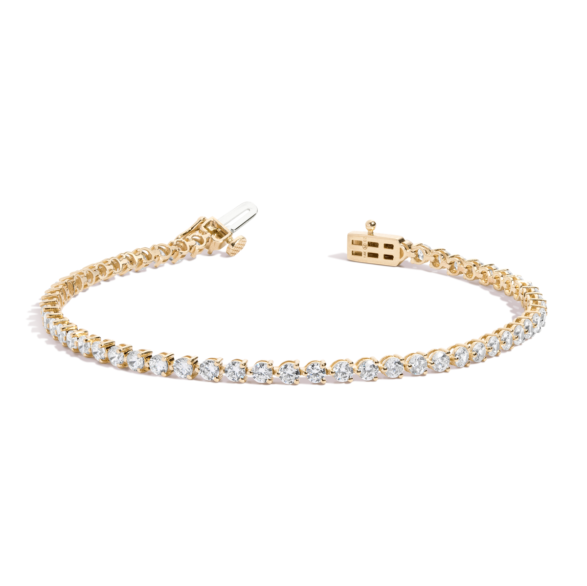 4ct Three-Prong Lab Grown Diamond Tennis Bracelet 14k Yellow Gold 6in 6.5in 7in 7.5in First