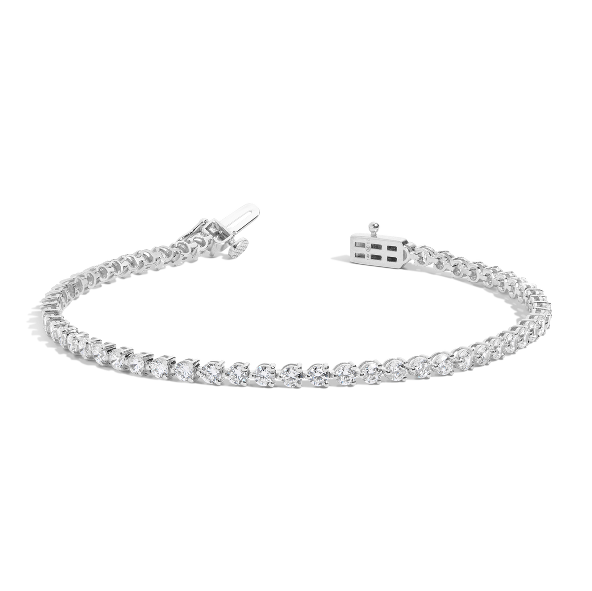 4ct Three-Prong Lab Grown Diamond Tennis Bracelet 14k White Gold 6in 6.5in 7in 7.5in First
