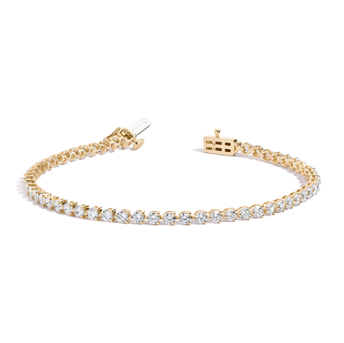 4ct Three-Prong Lab Grown Diamond Tennis Bracelet 14k Yellow Gold 6in 6.5in 7in 7.5in First