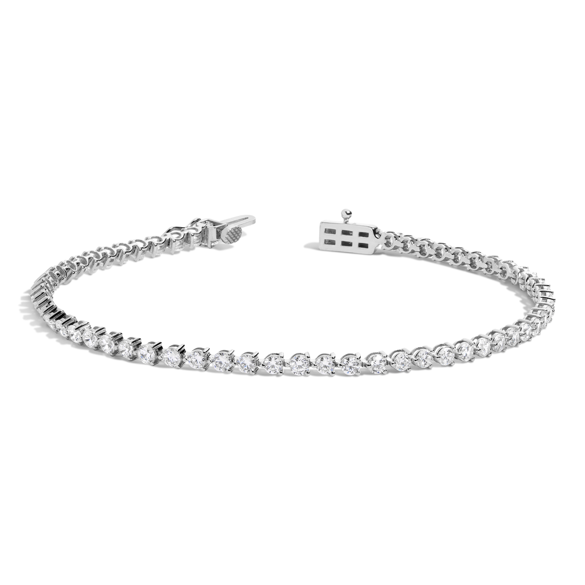 3ct Three-Prong Lab Grown Diamond Tennis Bracelet 14k White Gold 6in 6.5in 7in 7.5in First