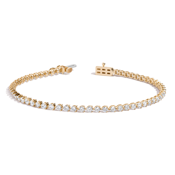 3ct Three-Prong Lab Grown Diamond Tennis Bracelet 14k Yellow Gold 6in 6.5in 7in 7.5in First