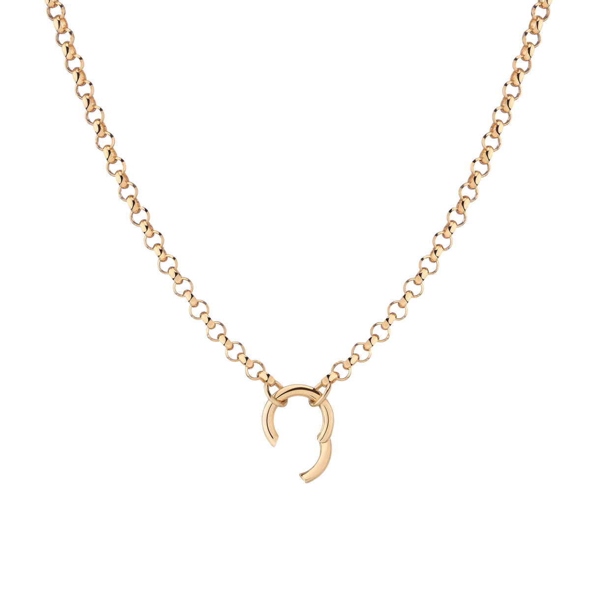 Rolo Chain Charm Necklace Vermeil Yellow Gold 16in 18in Large