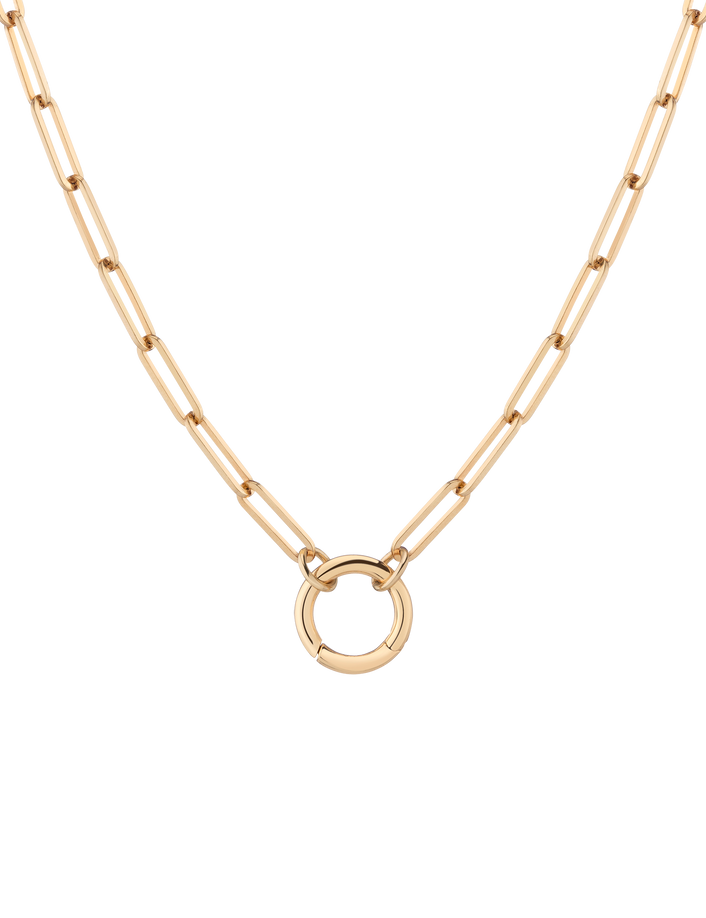 Paperclip Chain Charm Necklace Vermeil Yellow Gold 16in 18in Large First