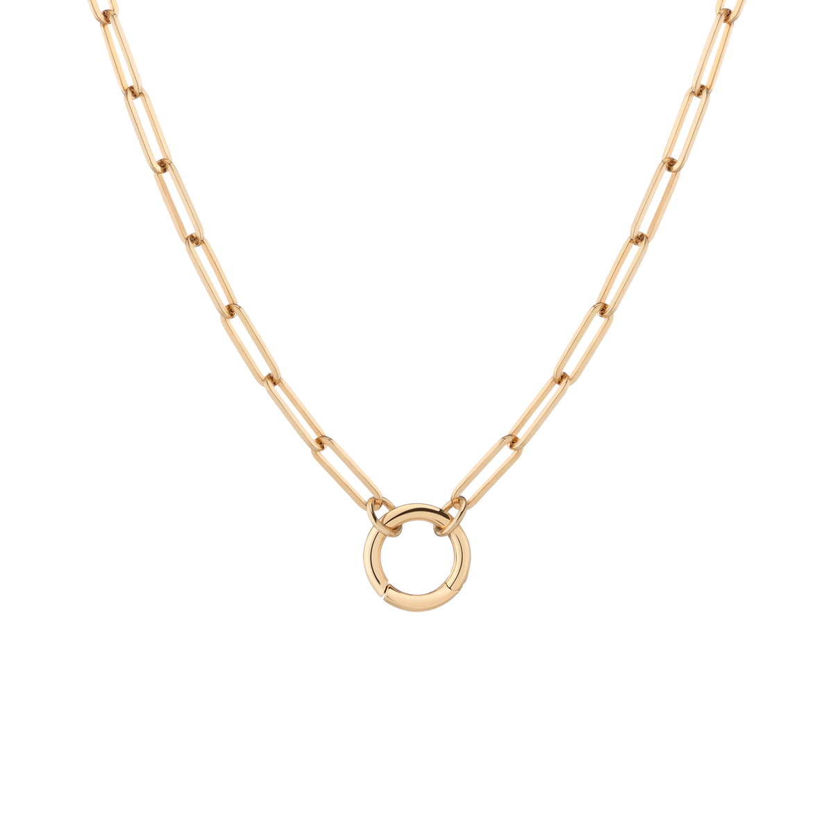 Paperclip Chain Charm Necklace Vermeil Yellow Gold 16in 18in Large First