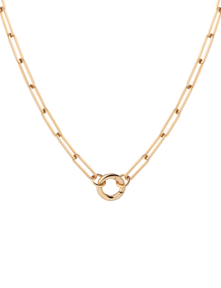 Paperclip Chain Charm Necklace Vermeil Yellow Gold 16in 18in Small First