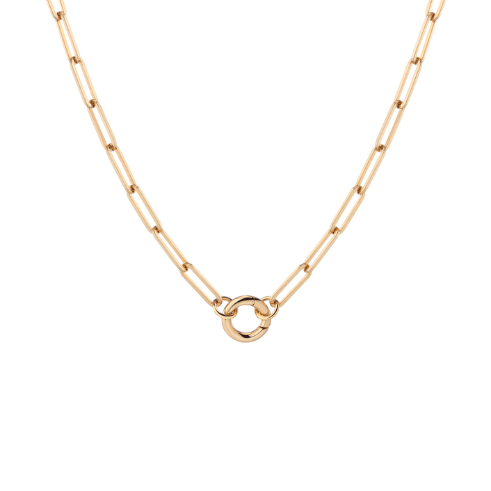 Paperclip Chain Charm Necklace Vermeil Yellow Gold 16in 18in Small First