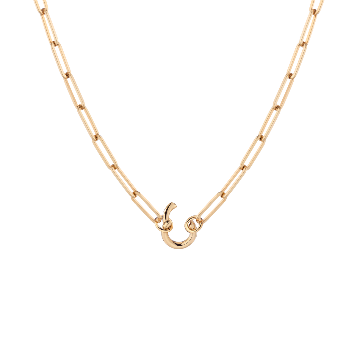 Paperclip Chain Charm Necklace Vermeil Yellow Gold 16in 18in Small