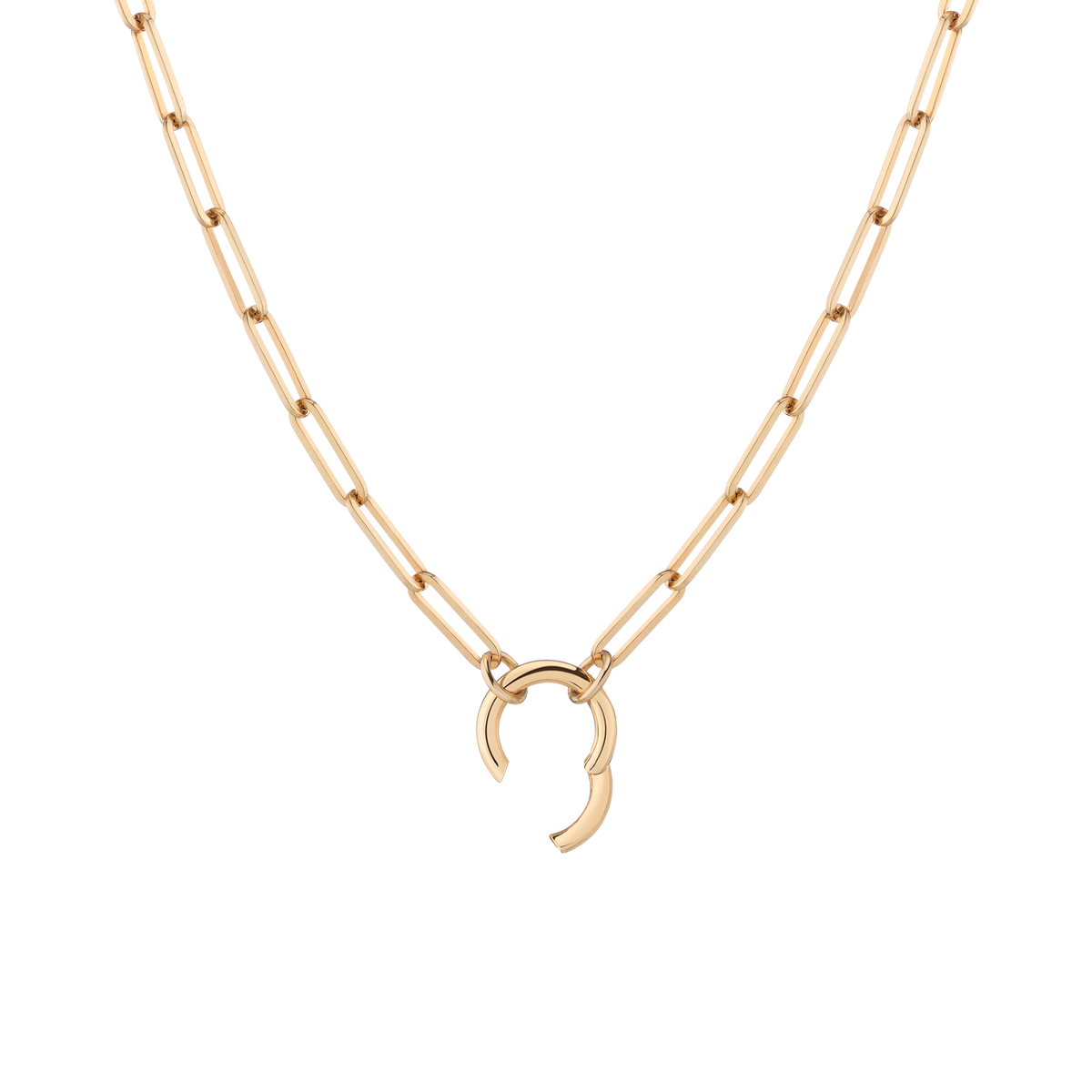 Paperclip Chain Charm Necklace Vermeil Yellow Gold 16in 18in Large
