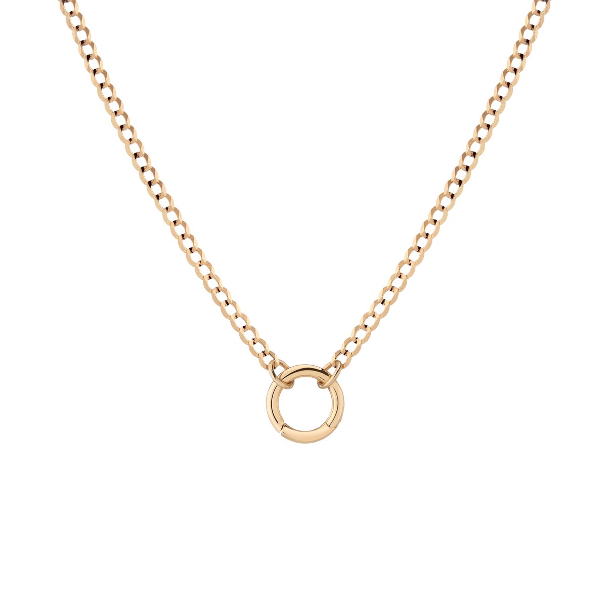 Curb Chain Charm Necklace Vermeil Yellow Gold 16in 18in Large First