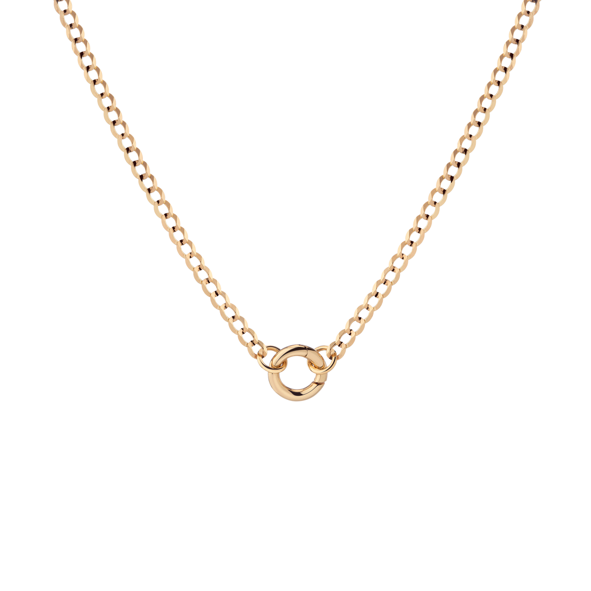 Curb Chain Charm Necklace Vermeil Yellow Gold 16in 18in Small First