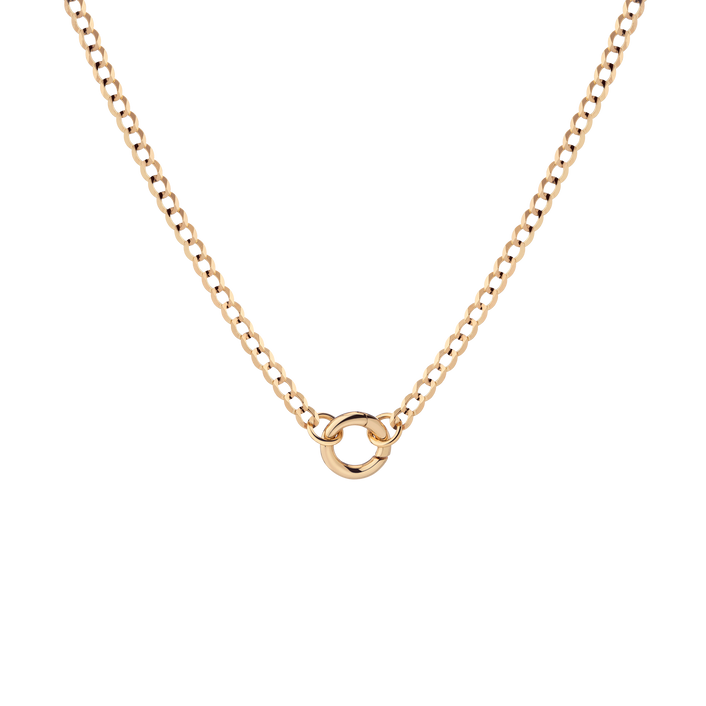 Curb Chain Charm Necklace Vermeil Yellow Gold 16in 18in Small First