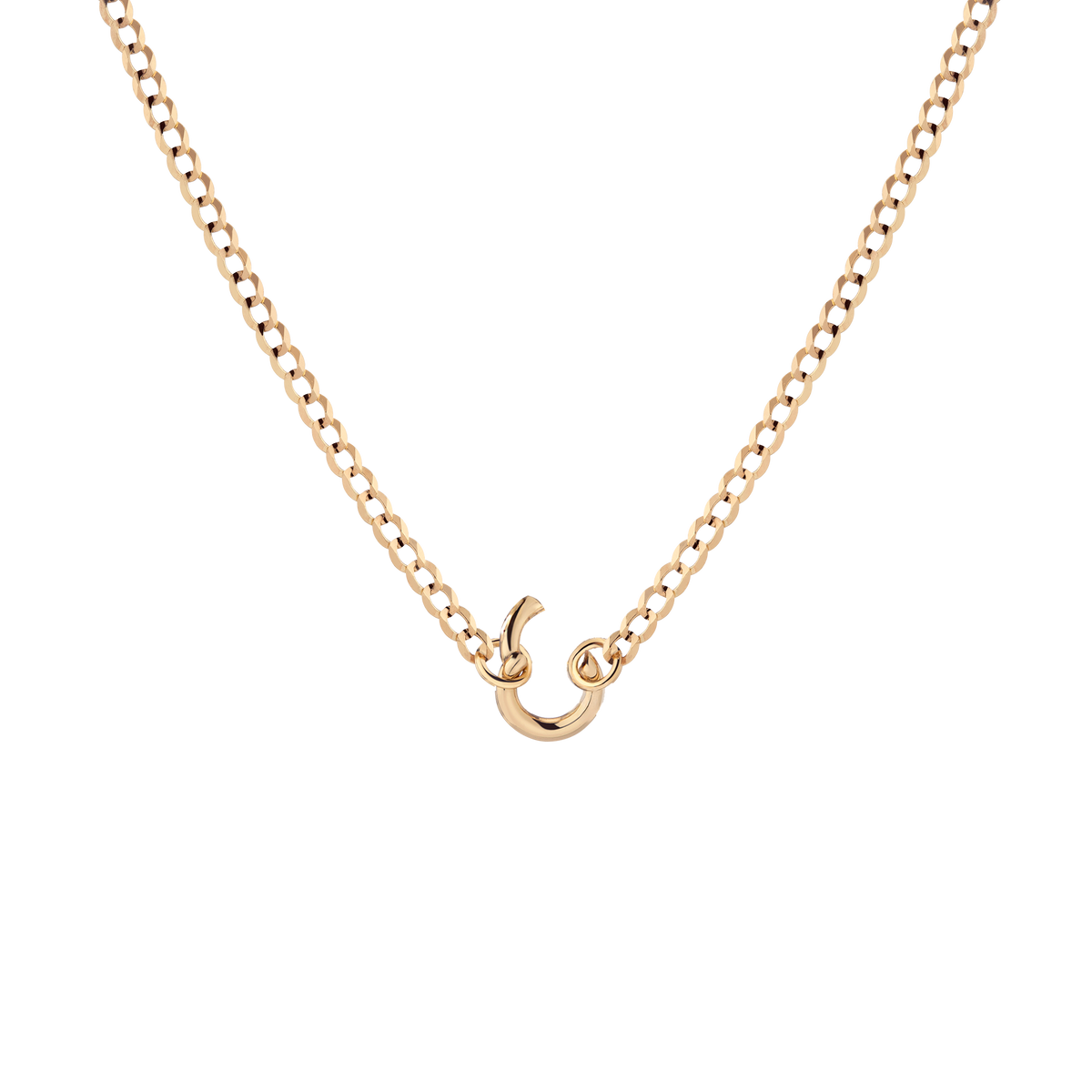 Curb Chain Charm Necklace Vermeil Yellow Gold 16in 18in Small 