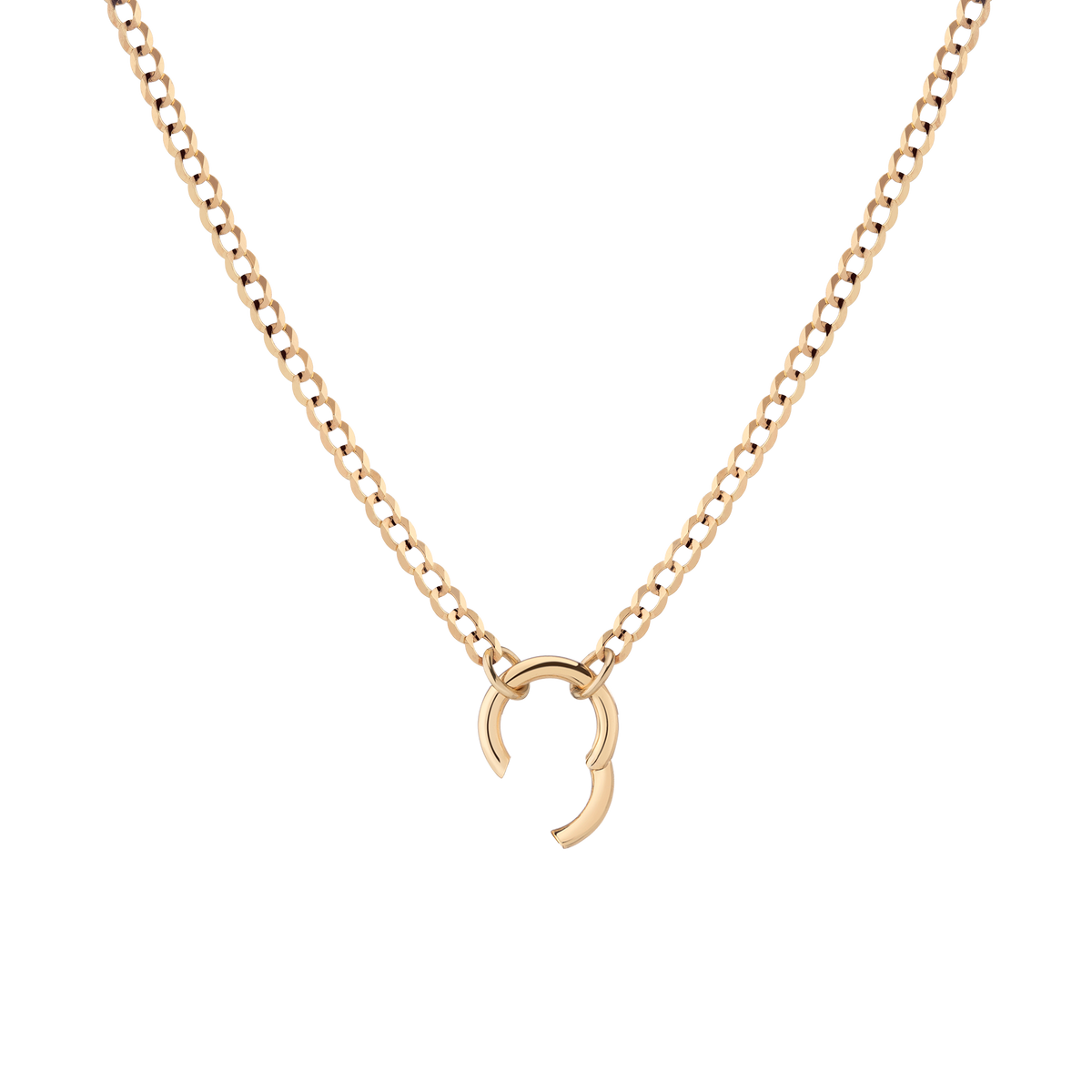 Curb Chain Charm Necklace Vermeil Yellow Gold 16in 18in Large 