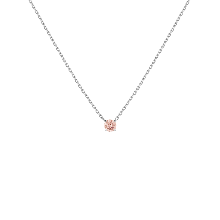 Lab Grown Pink Diamond Solitaire Necklace Silver 14k 18k White Gold First