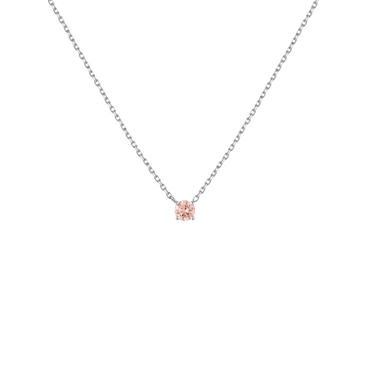 Lab Grown Pink Diamond Solitaire Necklace Silver 14k 18k White Gold First