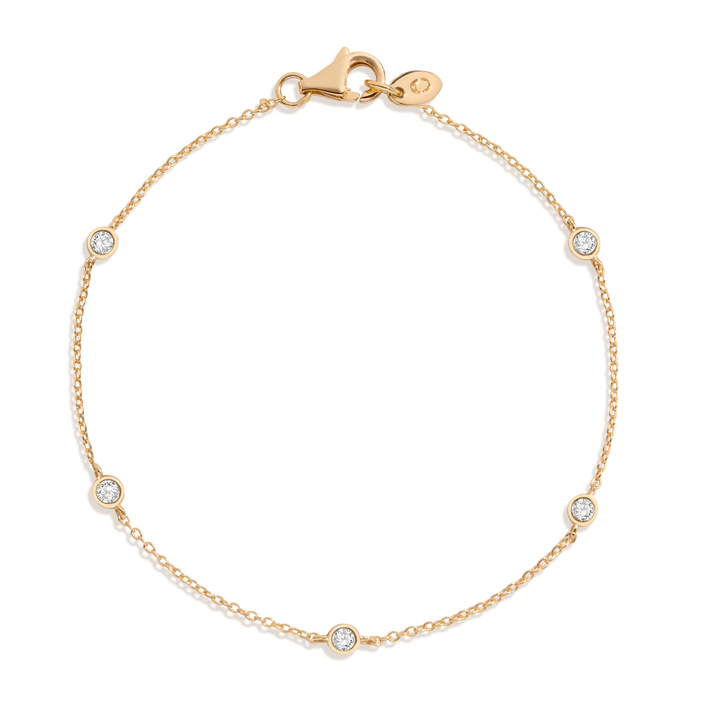 Lab Grown Diamond Station Bracelet 14k Yellow Gold 6in 6.5in 7in First
