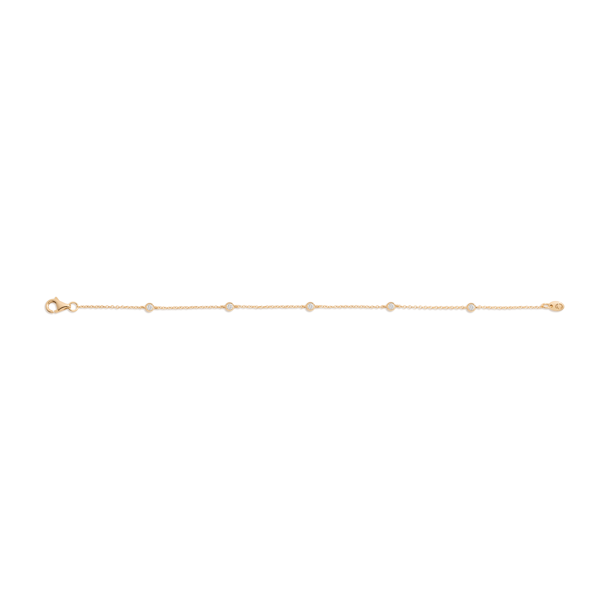 Lab Grown White Sapphire Station Bracelet Vermeil Yellow Gold 6in 6.5in 7in 