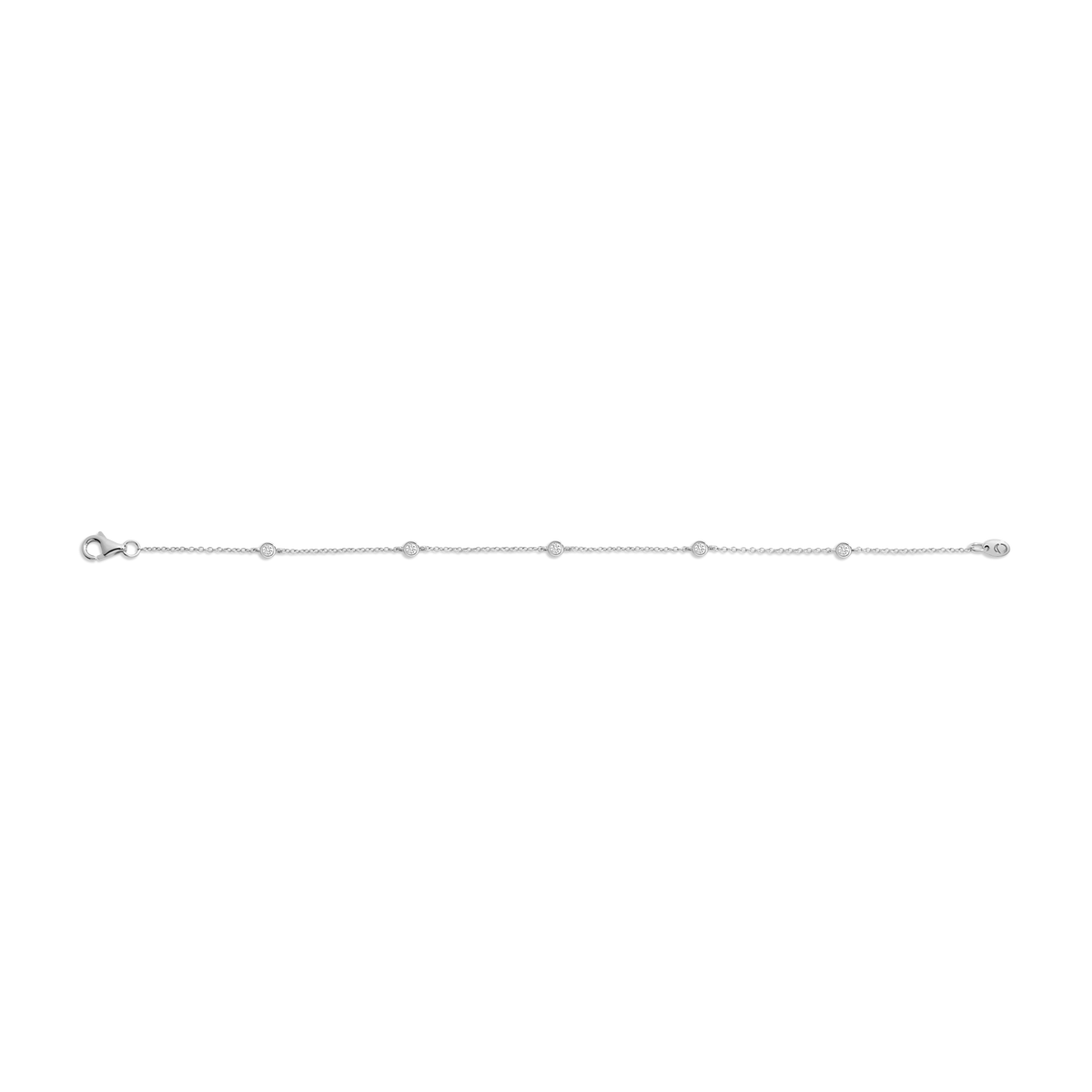 Lab Grown White Sapphire Station Bracelet Vermeil White Gold 6in 6.5in 7in