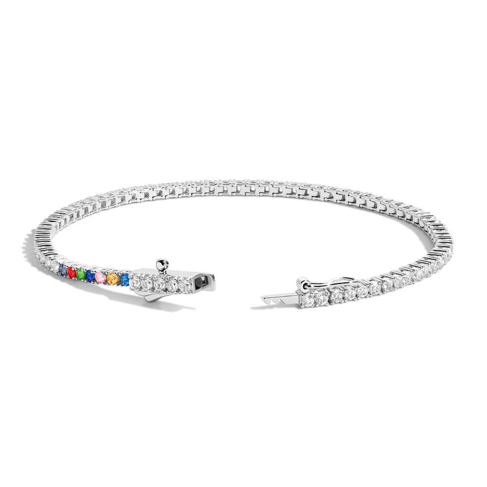 Personalized Lab Grown White Sapphire Tennis Bracelet Vermeil White Gold 6in 6.5in 7in 7.5in 1 2 3 4 5 6 7 First