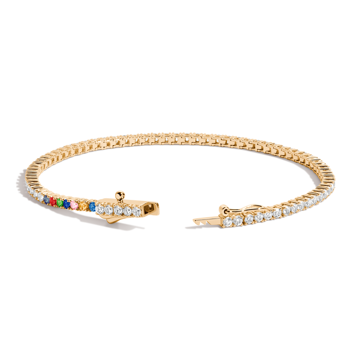 Personalized Lab Grown White Sapphire Tennis Bracelet Vermeil Yellow Gold 6in 6.5in 7in 7.5in 1 2 3 4 5 6 7 First