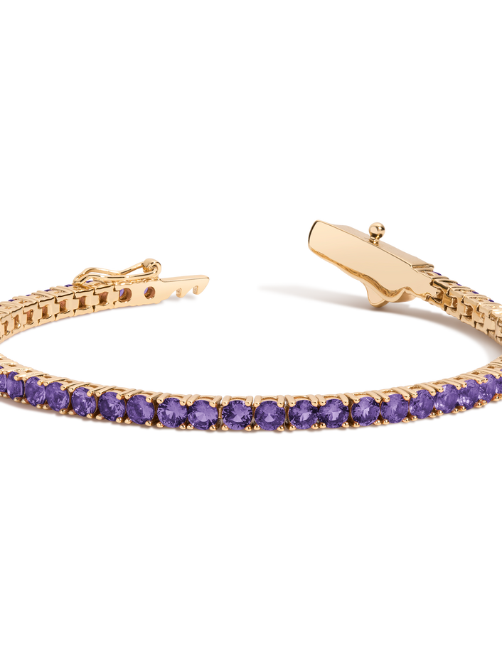 Lab Grown Amethyst Tennis Bracelet Vermeil Yellow Gold 6.5in 7in First