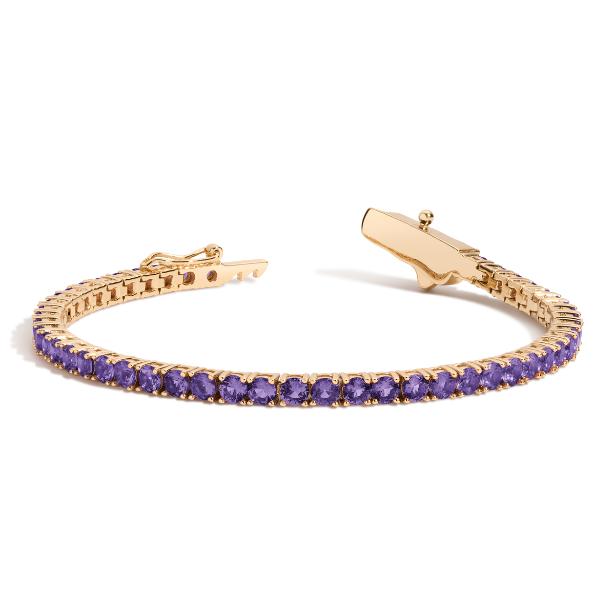 Lab Grown Amethyst Tennis Bracelet Vermeil Yellow Gold 6.5in 7in First