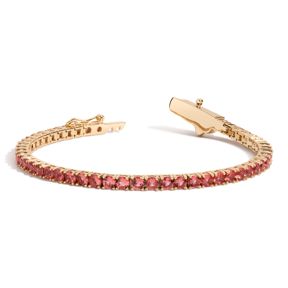 Lab Grown Sunstone Tennis Bracelet Vermeil Yellow Gold 6.5in 7in First