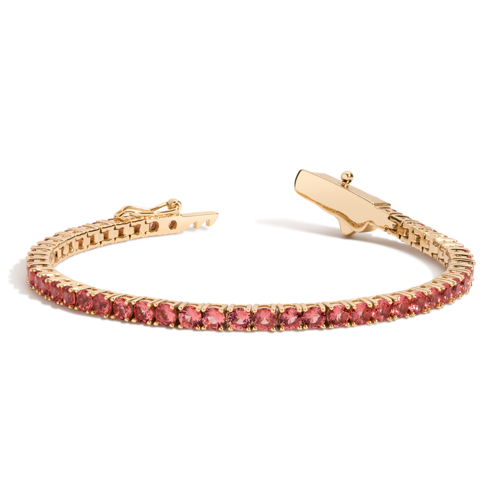 Lab Grown Sunstone Tennis Bracelet Vermeil Yellow Gold 6.5in 7in First