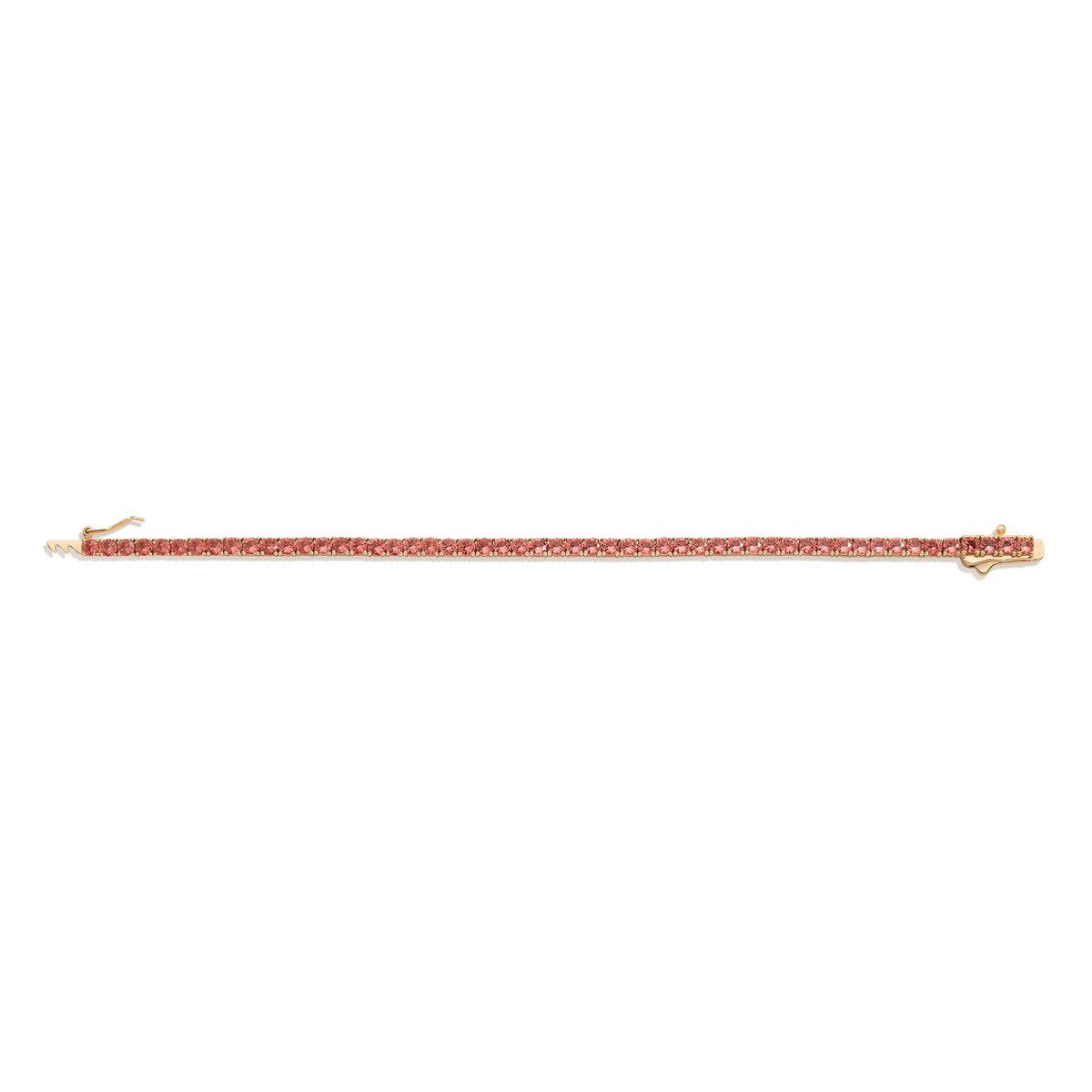 Lab Grown Sunstone Tennis Bracelet Vermeil Yellow Gold 6.5in 7in