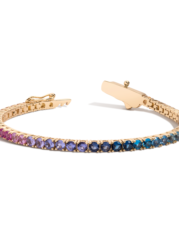 Ombre Rainbow Tennis Bracelet Vermeil Yellow Gold 6.5in 7in First