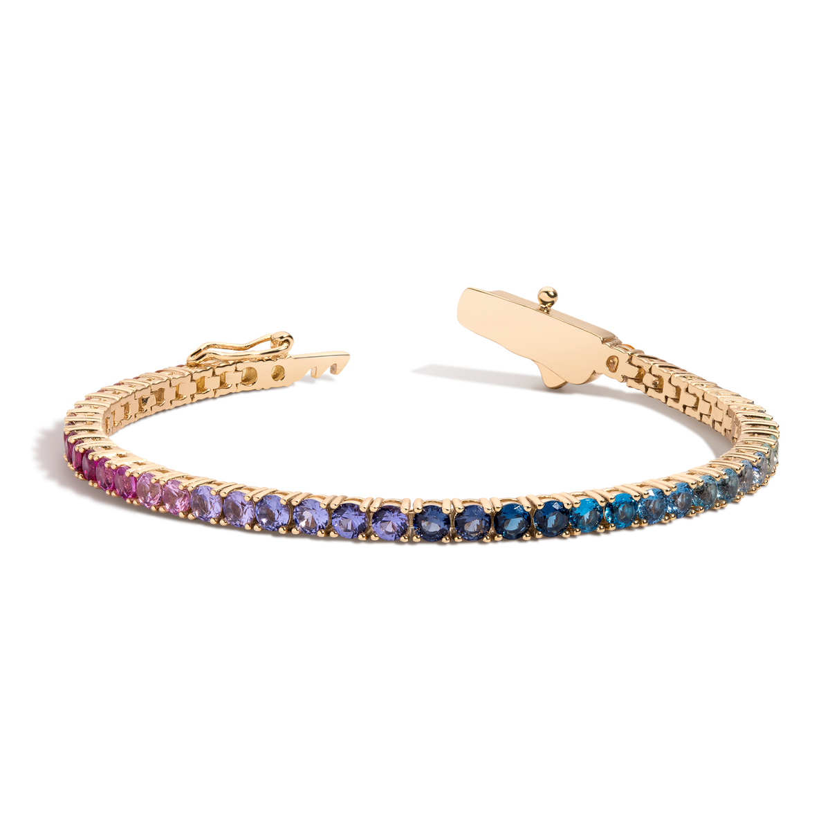 Ombre Rainbow Tennis Bracelet Vermeil Yellow Gold 6.5in 7in First