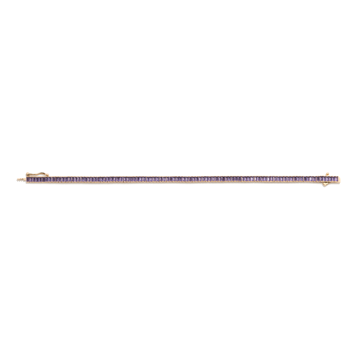 Lab Grown Amethyst Baguette Tennis Bracelet Vermeil Yellow Gold 6.5in 7in