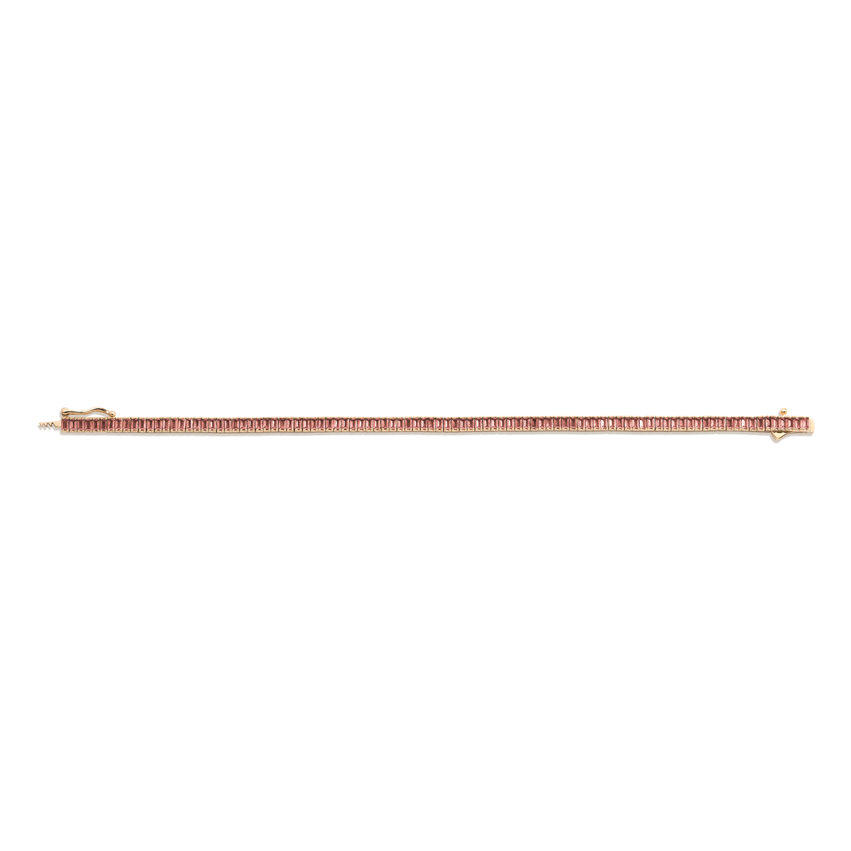 Lab Grown Sunstone Baguette Tennis Bracelet Vermeil Yellow Gold 6.5in 7in