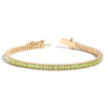 Lab Grown Green Peridot Baguette Tennis Bracelet Vermeil Yellow Gold 6.5in 7in First
