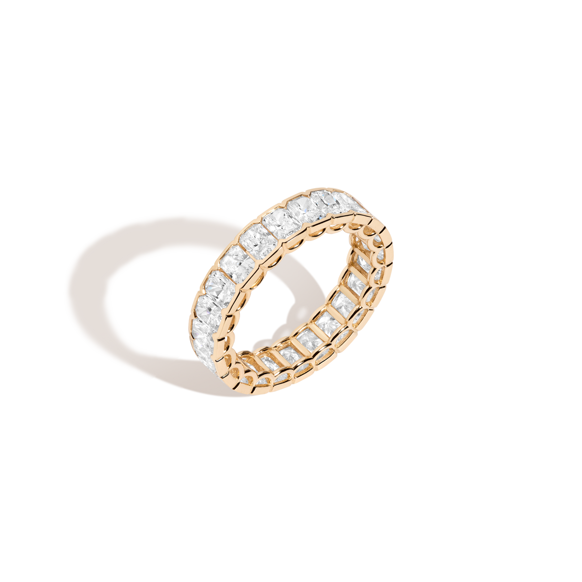 Radiant Lab Grown Diamond Semi-Bezel Eternity Ring 14k 18k Yellow Gold