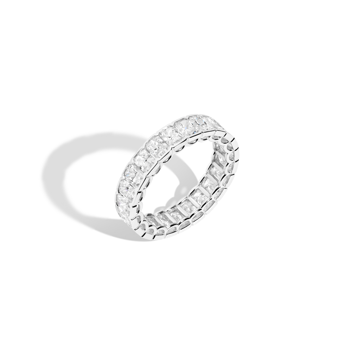 Radiant Lab Grown Diamond Semi-Bezel Eternity Ring 14k 18k White Gold