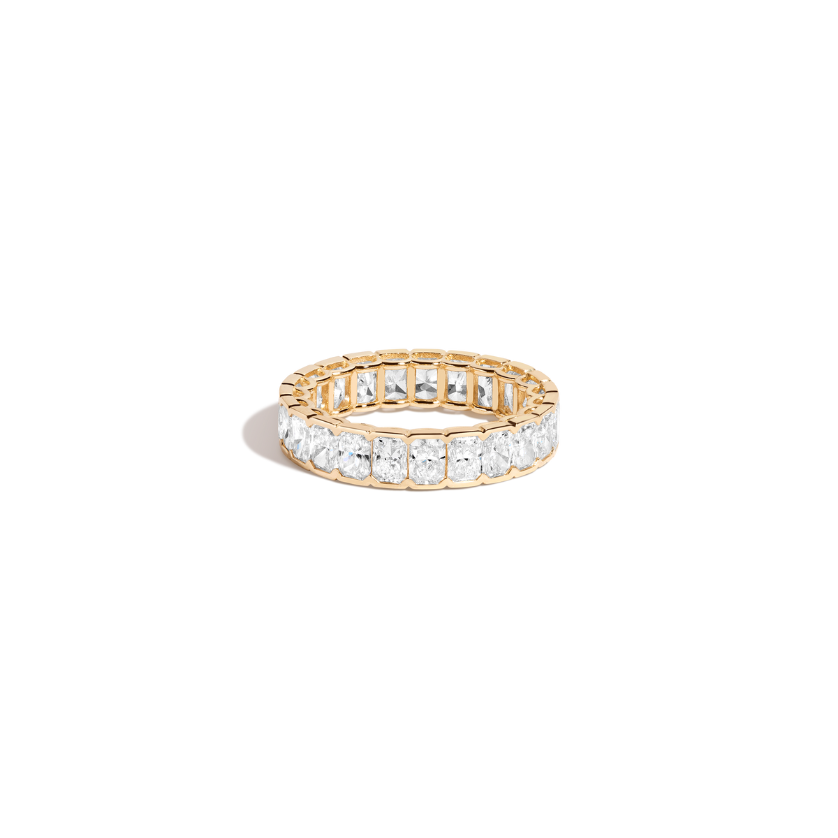 Radiant Lab Grown Diamond Semi-Bezel Eternity Ring 14k 18k Yellow Gold First