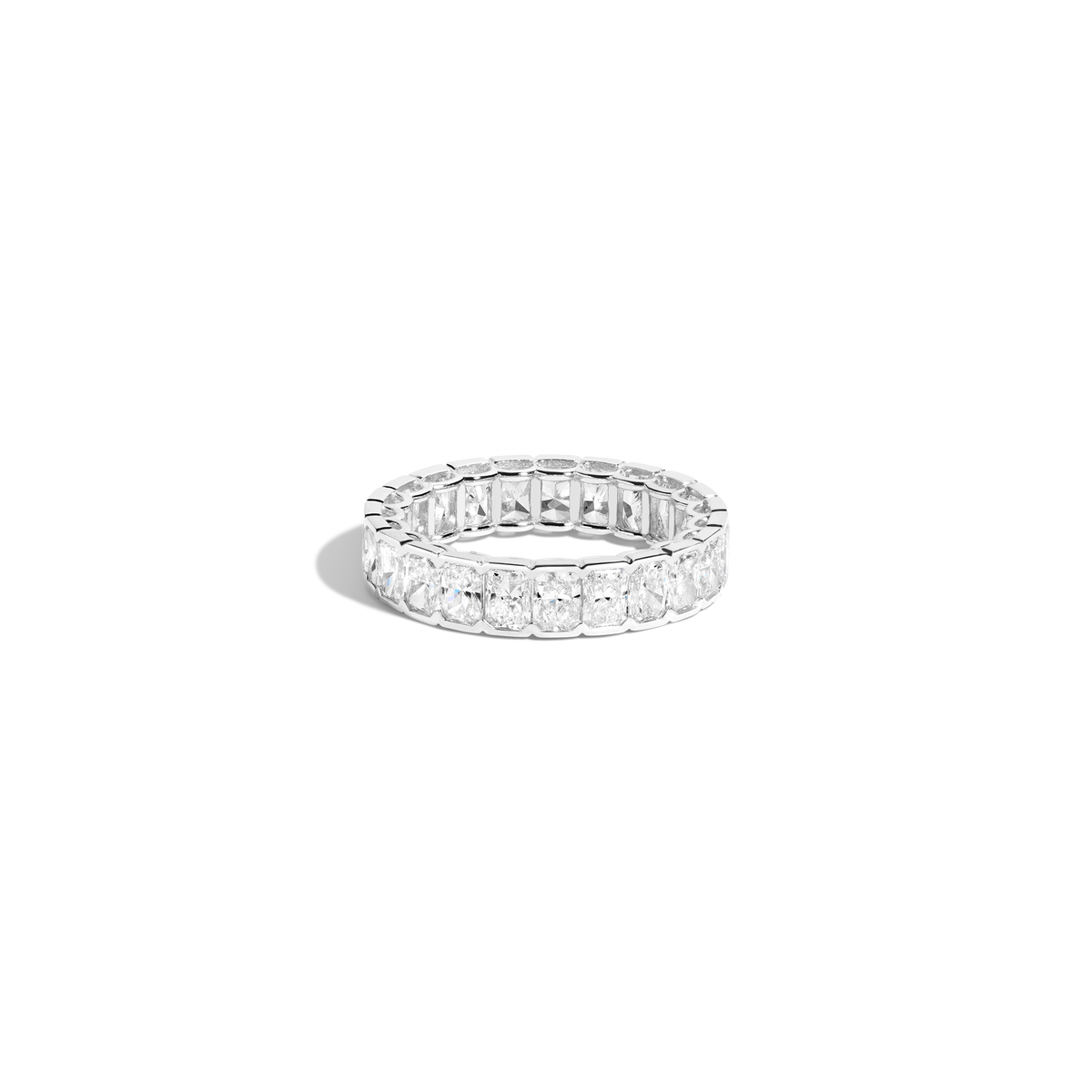 Radiant Lab Grown Diamond Semi-Bezel Eternity Ring 14k 18k White Gold First