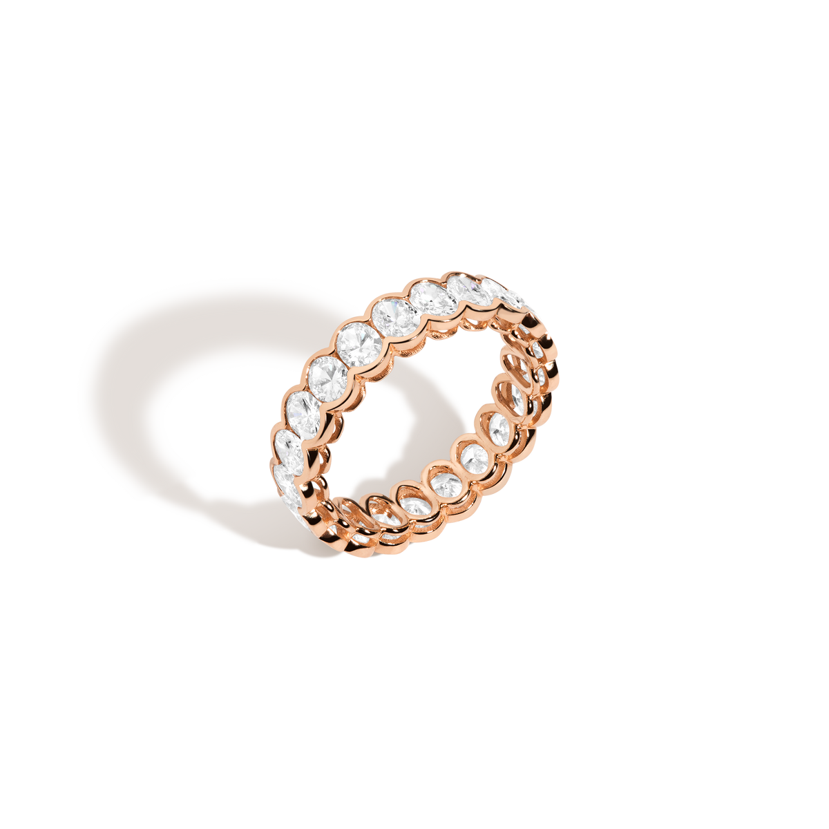 Oval Lab Grown Diamond Semi-Bezel Eternity Ring 14k 18k Rose Gold