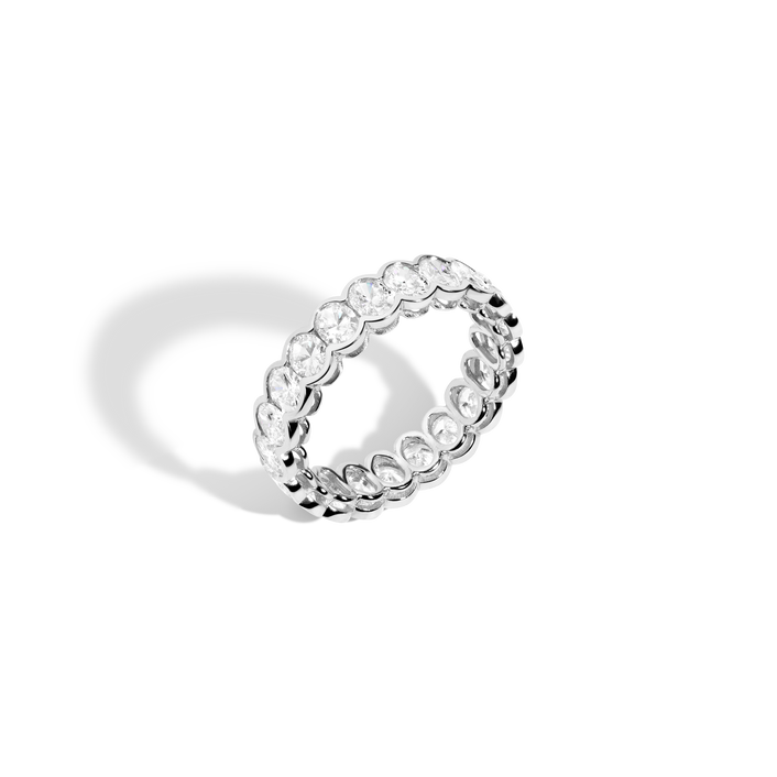 Oval Lab Grown Diamond Semi-Bezel Eternity Ring 14k 18k White Gold