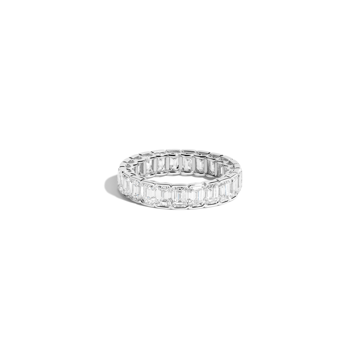 Emerald Lab Grown Diamond Semi-Bezel Eternity Ring 14k 18k White Gold First