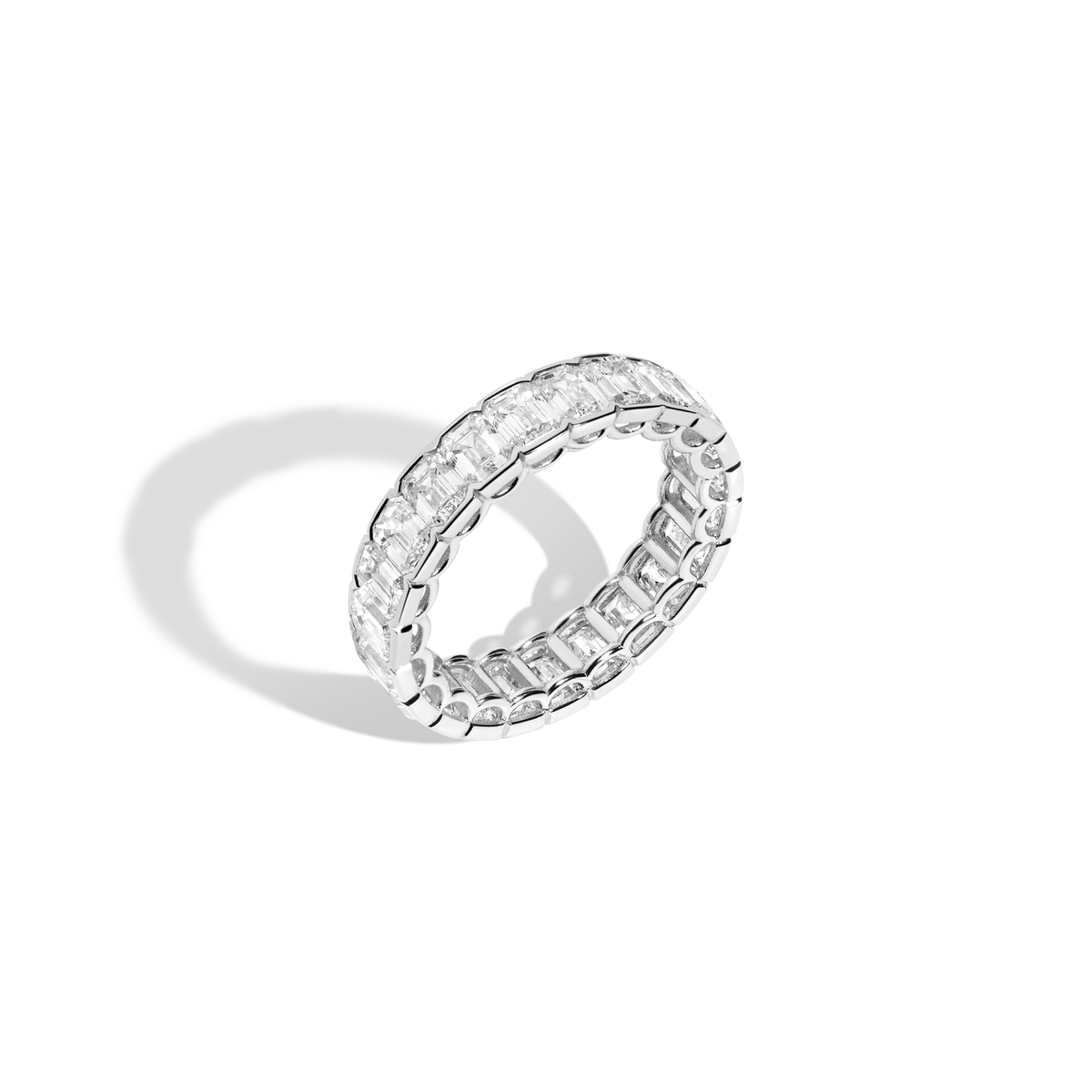 Emerald Lab Grown Diamond Semi-Bezel Eternity Ring 14k 18k White Gold