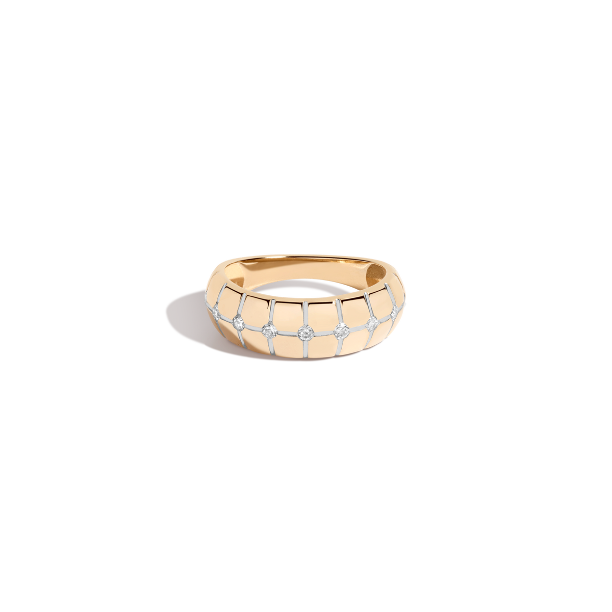 Lab Grown White Sapphire Matrix Ring Vermeil Yellow Gold First