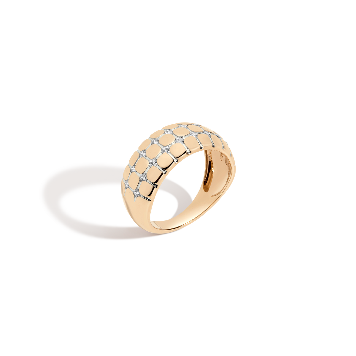 Bold Lab Grown White Sapphire Matrix Ring Vermeil Yellow Gold